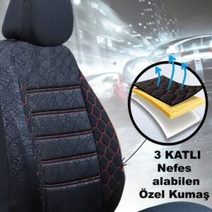 Honda Accord Ex Uyumlu Kırmızı Oto Koltuk Kılıfı (tam Takım Ön Arka Araç Koltuk Kılıfı)